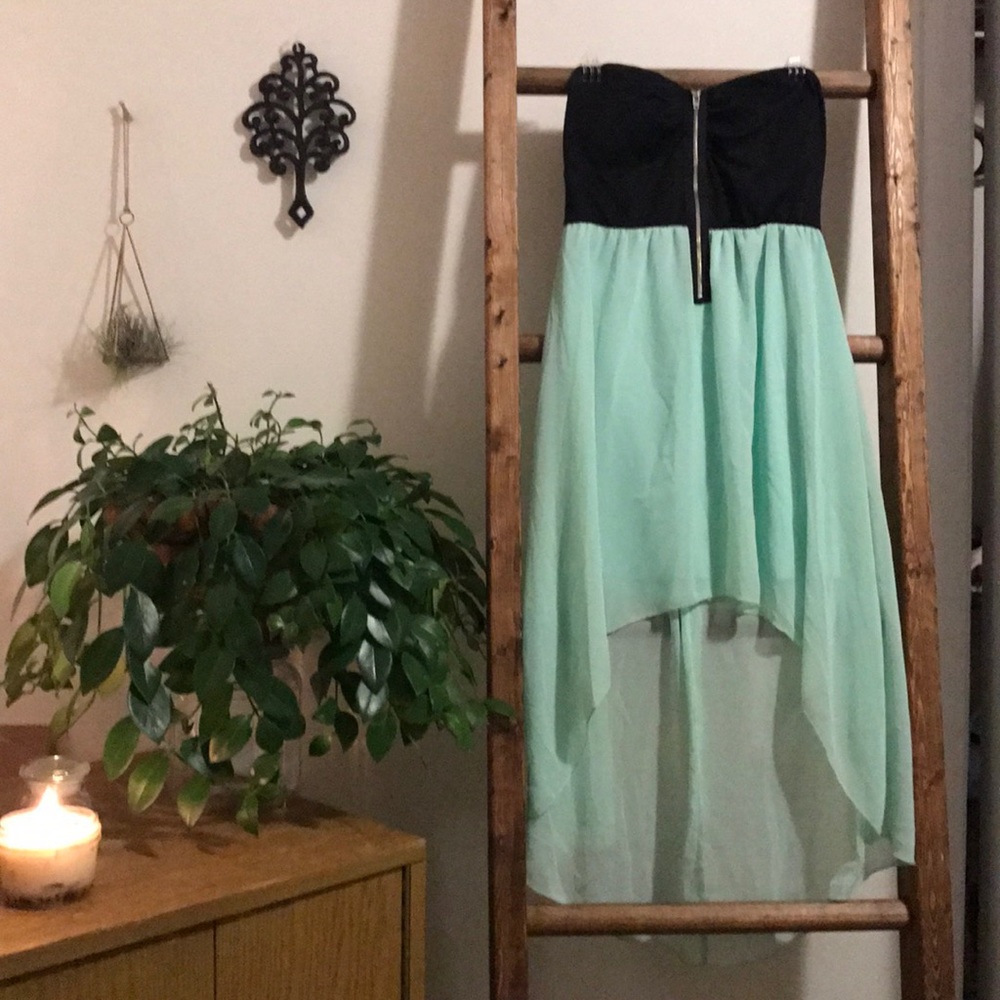 Strapless Black and Mint High low dress size small